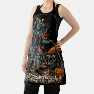 Halloween Oni Biker, Blauwe Duivel Biker Pompoen Schort