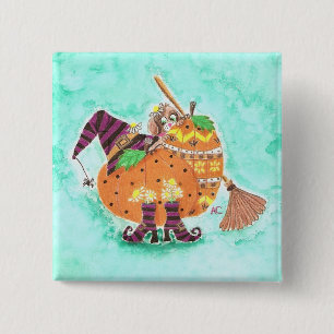 Halloween ontwerp groene knop vierkante button 5,1 cm