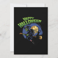 Halloween ontwerp heks en vliegende bezem