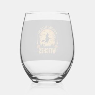 Halloween-ontwerp met mijn heksen (2) wijnglas zonder voet