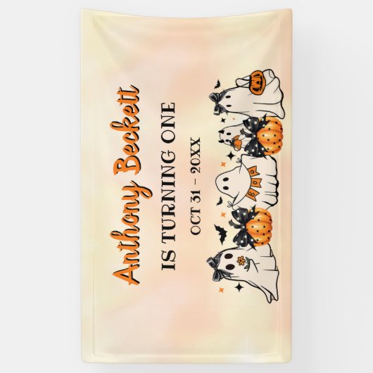 Halloween Onze kleine Boo 1e verjaardag partij Spandoek (Verticaal)