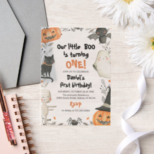 Halloween Onze kleine Boo 1e verjaardag partij Vellum Uitnodigingen
