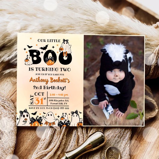 Halloween Onze Kleine Boo 2e Verjaardagsfeest Kaart
