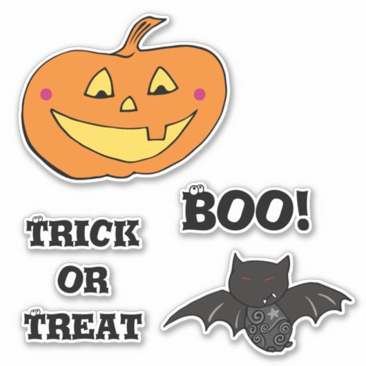 Halloween Oogbollen Pompoen Boo Bat Sticker (Voorkant)