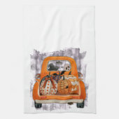 Halloween oogst oranje bestelwagen met pompoen theedoek (Verticaal)
