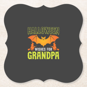 Halloween Opa Vleermuis Heks Wensen Kartonnen Onderzetters