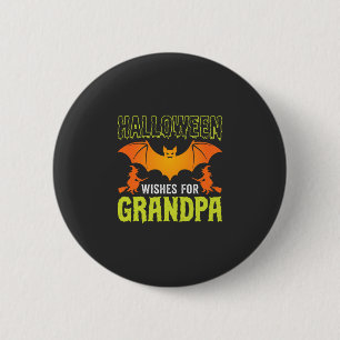 Halloween Opa Vleermuis Heks Wensen Ronde Button 5,7 Cm