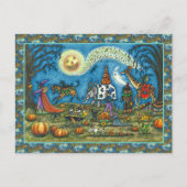 HALLOWEEN OPTOCHT Heks Giraf Beer Zebra Skeletten Feestdagenkaart (Voorkant)