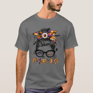 Halloween Optometrist Costume Messy Bun Hair Women T-shirt