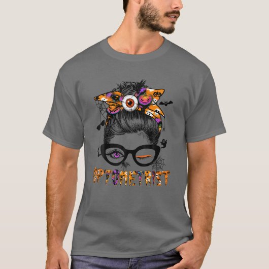 Halloween Optometrist Costume Messy Bun Hair Women T-shirt (Voorkant)