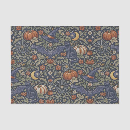 Halloween Orange Black Cats Bats  Tissuepapier (Voorkant)