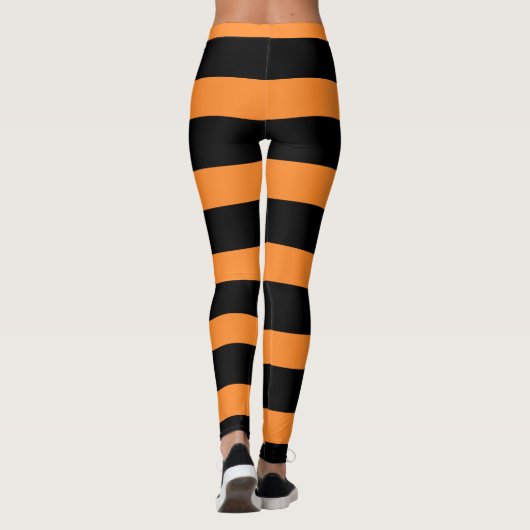 Halloween Orange Black Stripes Leggings (Dos)
