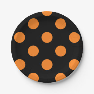 Halloween Oranje Black Polka Dot Papieren Bordje