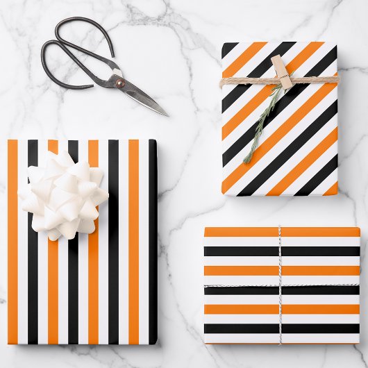 Halloween Oranje Black White Stripes Pattern Gift Inpakpapier Vel