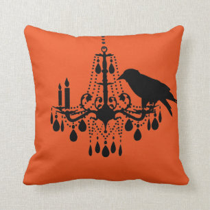 Halloween Oranje Chandelier & Raven Pillow Kussen
