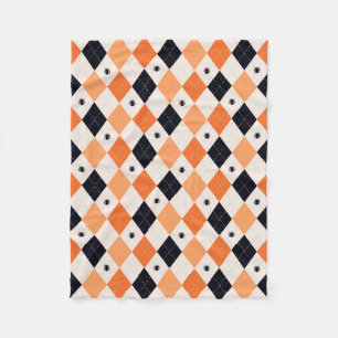 Halloween Oranje en Black Spider Argyle Pattern Fleece Deken
