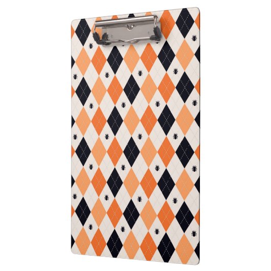 Halloween Oranje en Black Spider Argyle Pattern Klembord (Links)