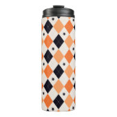Halloween Oranje en Black Spider Argyle Pattern Thermosbeker (Voorkant)