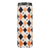 Halloween Oranje en Black Spider Argyle Pattern Thermosbeker (Achterkant)