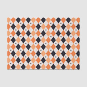 Halloween Oranje en Black Spider Argyle Pattern Tissuepapier