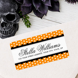 Halloween oranje en zwart retouradres etiket