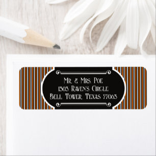 Halloween oranje en zwarte streep in vintage stijl etiket
