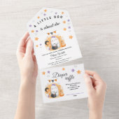 Halloween Oranje Klein Geest Meisje Baby Shower All In One Uitnodiging (Afscheurbaar)