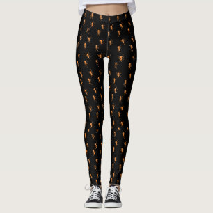 Halloween Oranje Mieren Op Zwarte Patroon Leggings