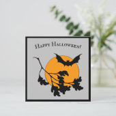 Halloween Oranje Moon Flying Bats Kaart (Staand voorkant)