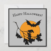  Halloween Oranje Moon Flying Bats Kaart (Voorkant)