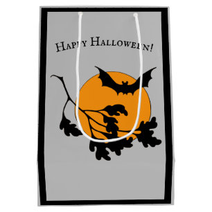 Halloween Oranje Moon Flying Bats Medium Cadeauzakje