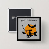  Halloween Oranje Moon Flying Bats Vierkante Button 5,1 Cm (Voorkant /achterkant)