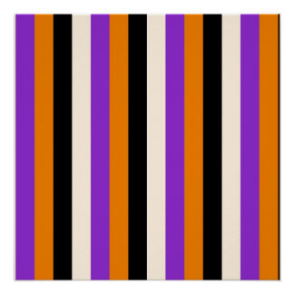 Halloween Oranje Paars Zwart Streep Perfect Poster