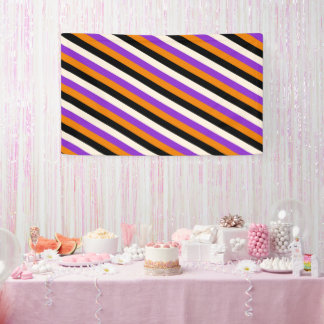 Halloween Oranje Paars Zwart Streep Spandoek