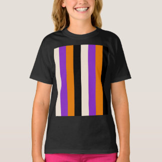 Halloween Oranje Paars Zwart Streep T-shirt
