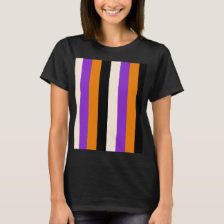 Halloween Oranje Paars Zwart Streep T-shirt