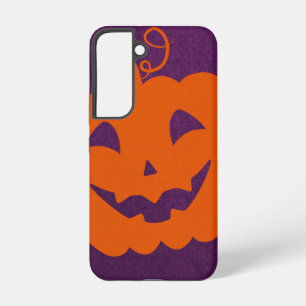Halloween Oranje pompoen op Paarse achtergrond Samsung Galaxy Hoesje