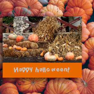 Halloween Oranje pompoen rustiek Briefkaart