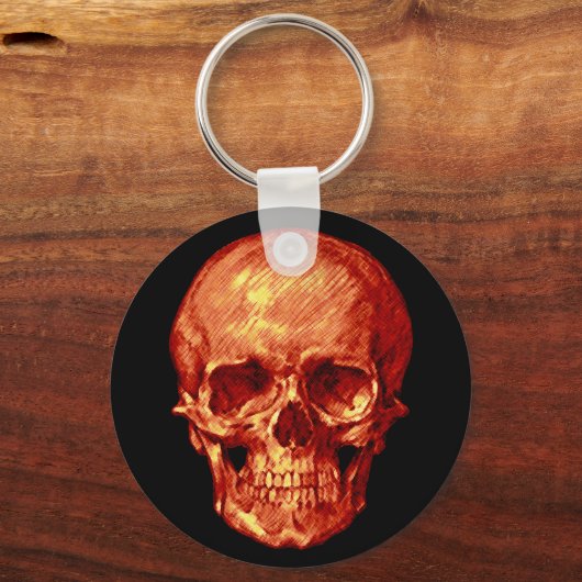 Halloween Oranje schedel Sleutelhanger (Voorkant)