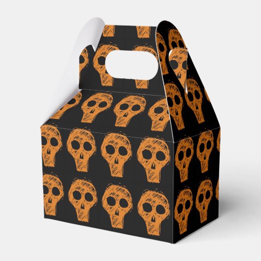 Halloween Oranje Skulls Pattern Black Bedankdoosjes (Voorkant Zijde)