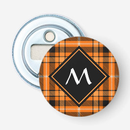 Halloween Oranje Tartan Button Flesopener