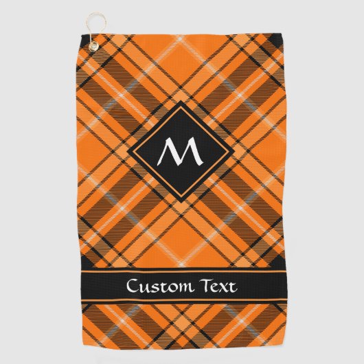 Halloween Oranje Tartan Golfhanddoek (Voorkant)