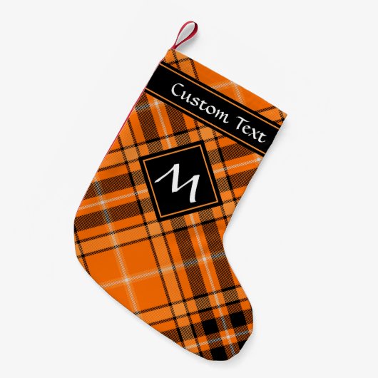 Halloween Oranje Tartan Kleine Kerstsok (Voorkant (Hangend))