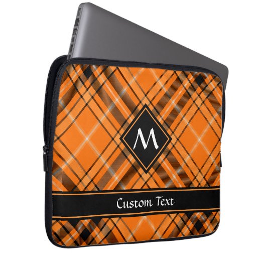 Halloween Oranje Tartan Laptop Sleeve (Voorkant Rechts)