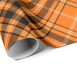 Halloween Oranje Tartan Rotated Wrapping Paper Cadeaupapier