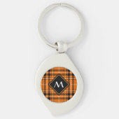 Halloween Oranje Tartan Sleutelhanger (Voorkant)