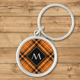 Halloween Oranje Tartan Sleutelhanger