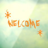 Halloween oranje welkom aangepaste tekst eng raamsticker (Vel 3)