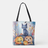 Halloween Oriental Blue Cat met pompoenen eng Draagtas (Achterkant)