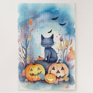 Halloween Oriental Blue Cat met pompoenen eng Legpuzzel